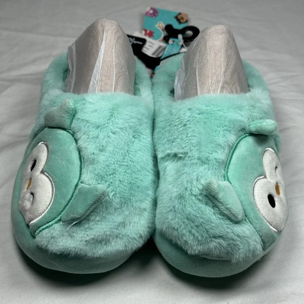Squishmallows Kids‎ Slippers Size 13 1 Teal Owl Plush House Shoes